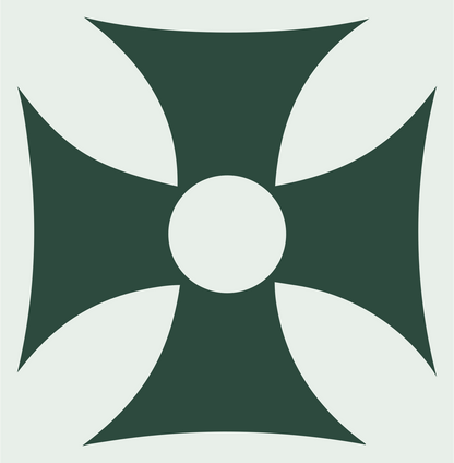 Maltese Cross Circle Crest #e8efe9/#2d4a3e