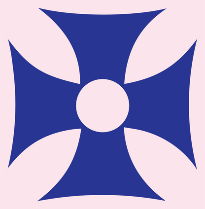 Maltese Cross Circle Crest #fce4ec/#283593