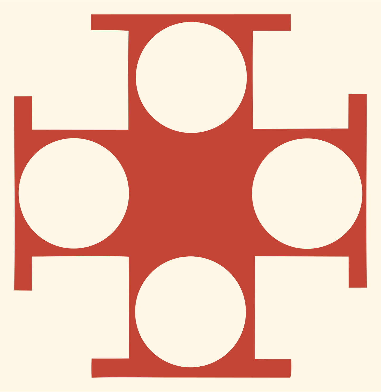Chunky Circle Cross Emblem #fff8e7/#c44536