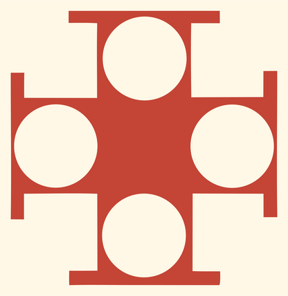 Chunky Circle Cross Emblem #fff8e7/#c44536