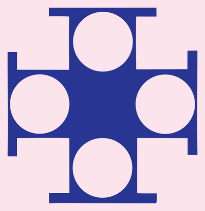 Chunky Circle Cross Emblem #fce4ec/#283593