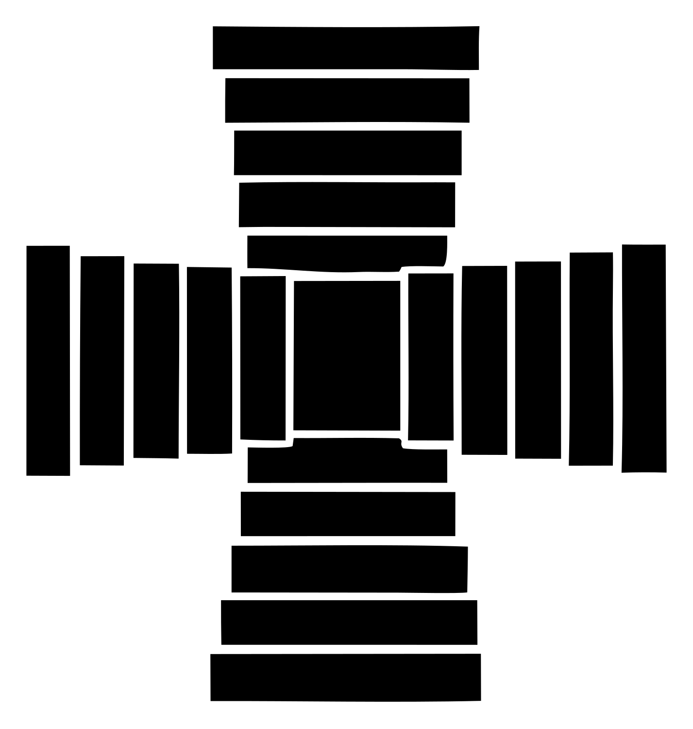 Blocky Striped Cross Badge #ffffff/#000000