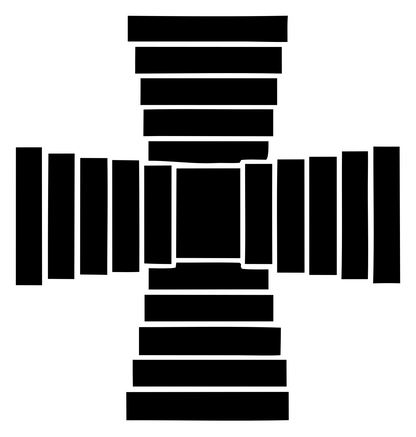 Blocky Striped Cross Badge #ffffff/#000000