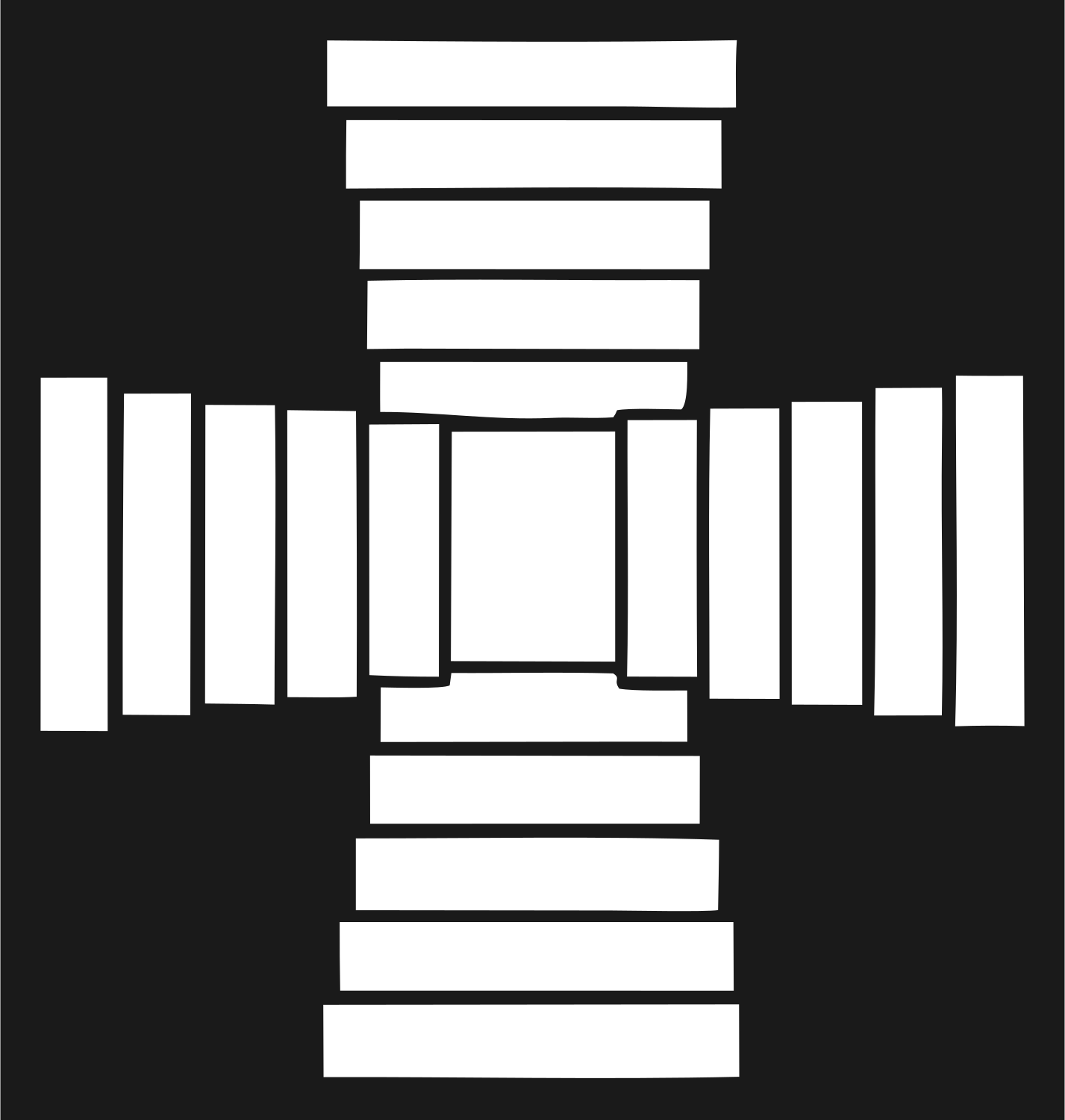 Blocky Striped Cross Badge #1a1a1a/#ffffff