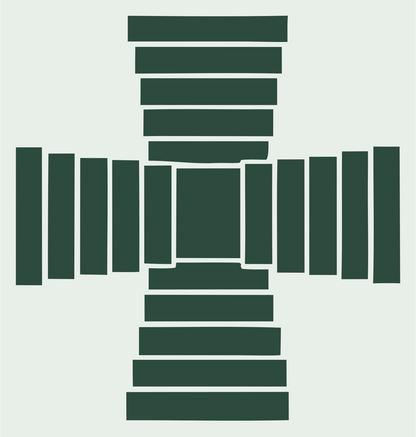 Blocky Striped Cross Badge #e8efe9/#2d4a3e