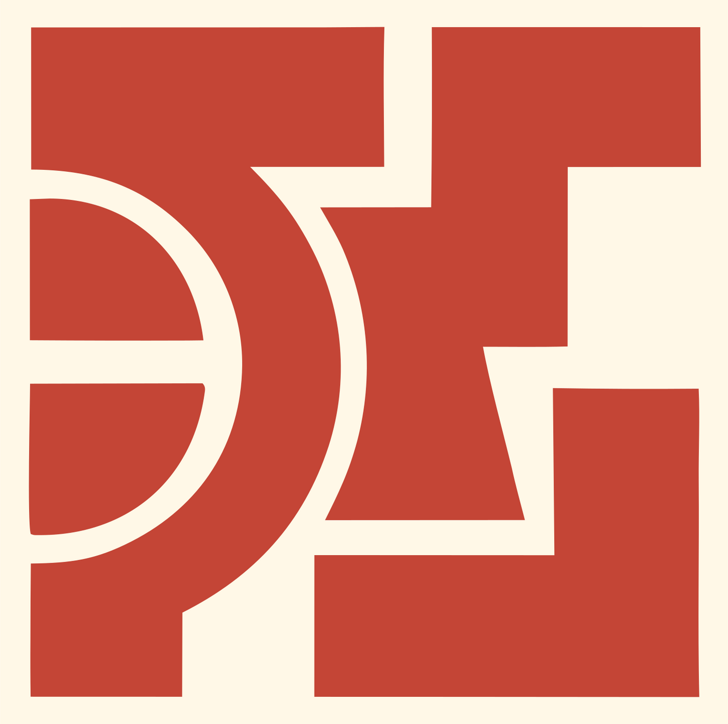 Bold Circle Cutout Cross Mark #fff8e7/#c44536