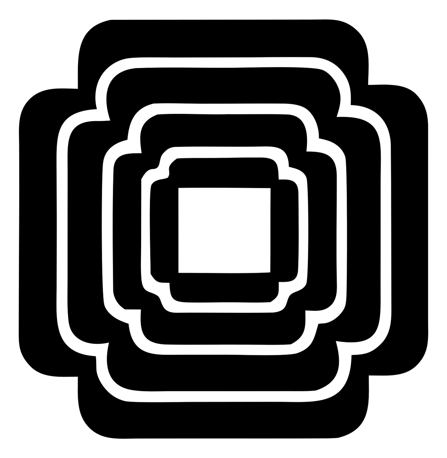 Nested Square Cross Mark #ffffff/#000000