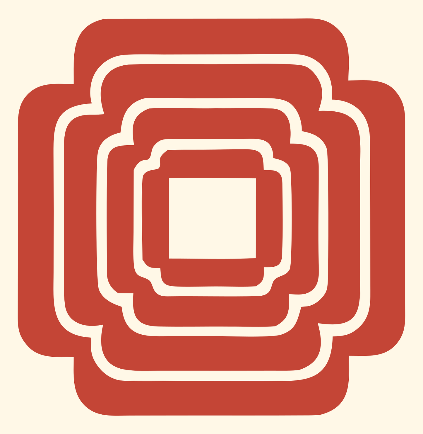 Nested Square Cross Mark #fff8e7/#c44536