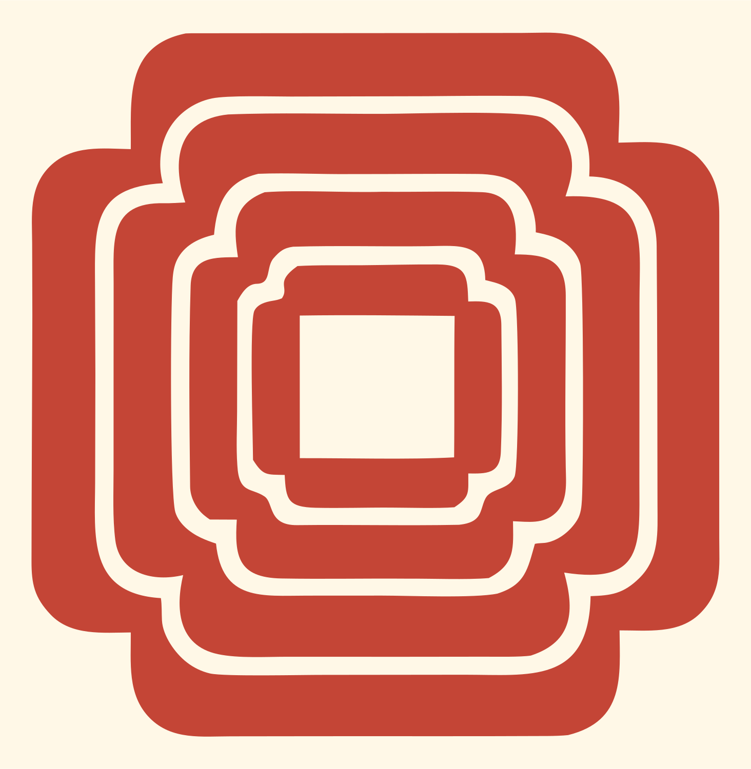 Nested Square Cross Mark #fff8e7/#c44536