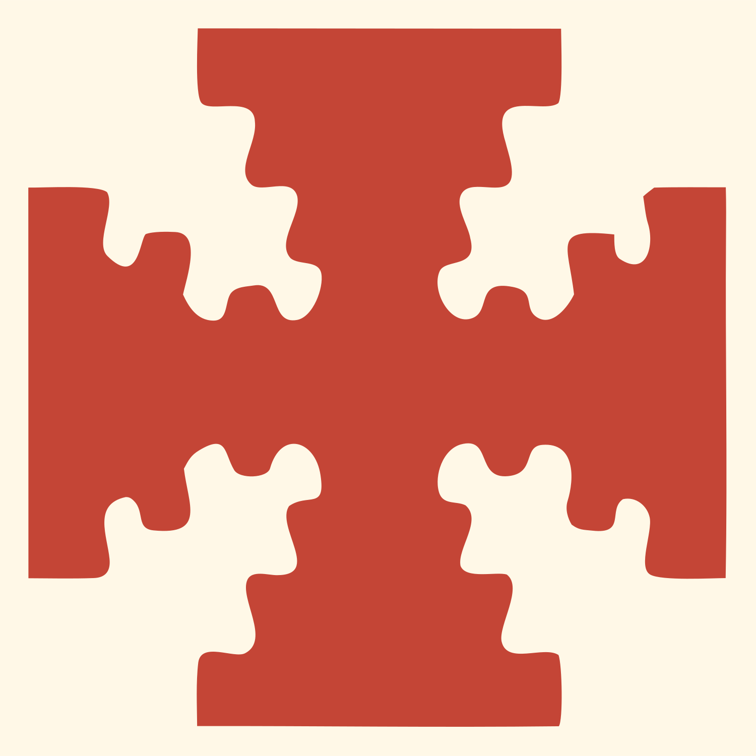 Puzzle Piece Cross Mark #fff8e7/#c44536
