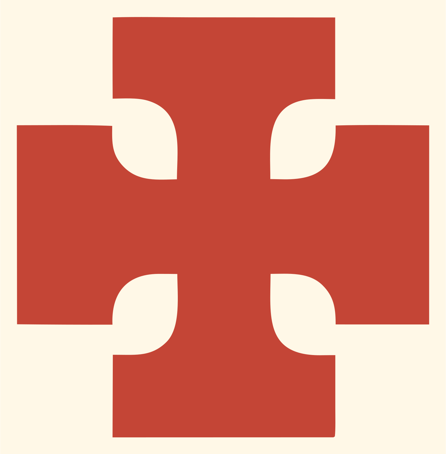Bold Notched Cross Mark #fff8e7/#c44536