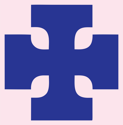 Bold Notched Cross Mark #fce4ec/#283593