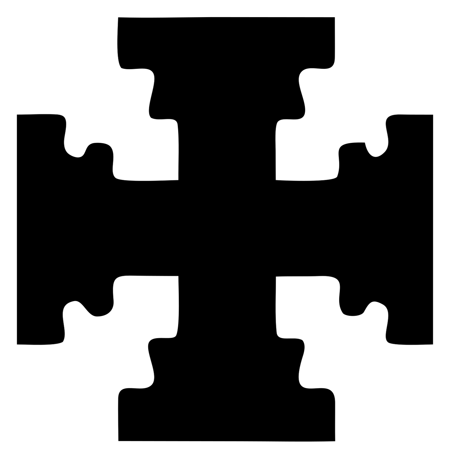 Blocky Puzzle Cross Badge #ffffff/#000000