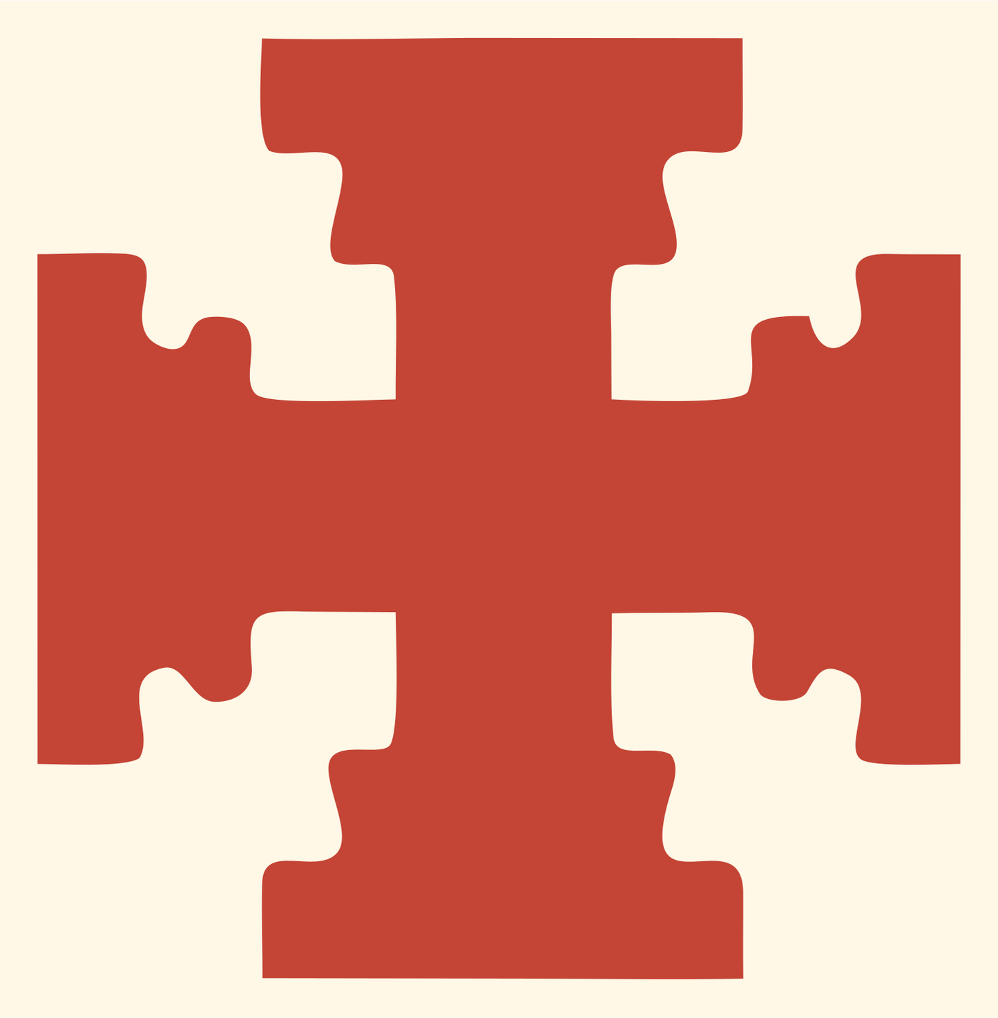 Blocky Puzzle Cross Badge #fff8e7/#c44536