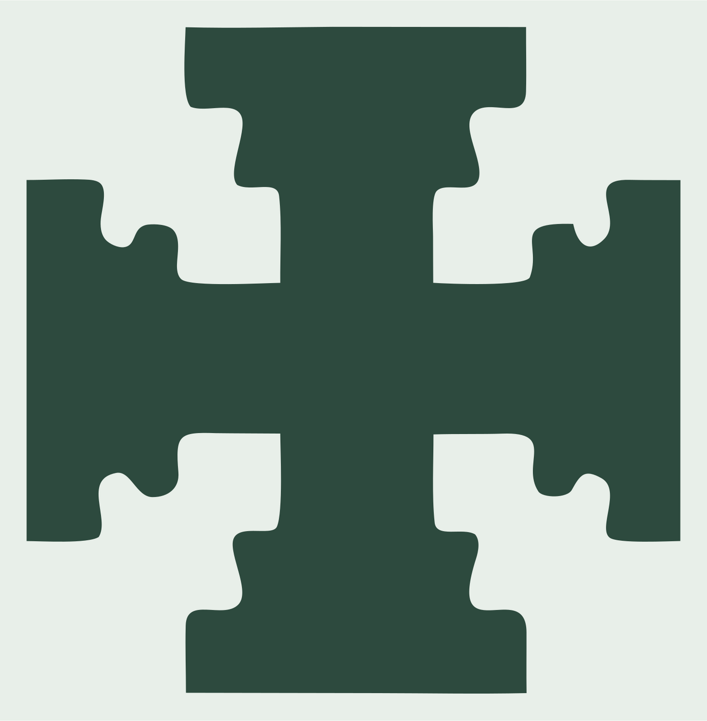 Blocky Puzzle Cross Badge #e8efe9/#2d4a3e