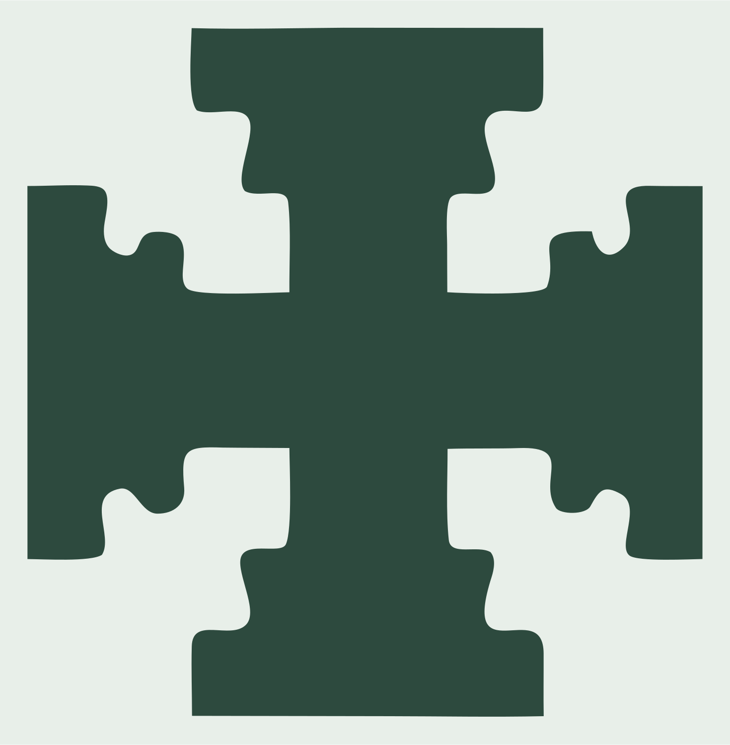 Blocky Puzzle Cross Badge #e8efe9/#2d4a3e