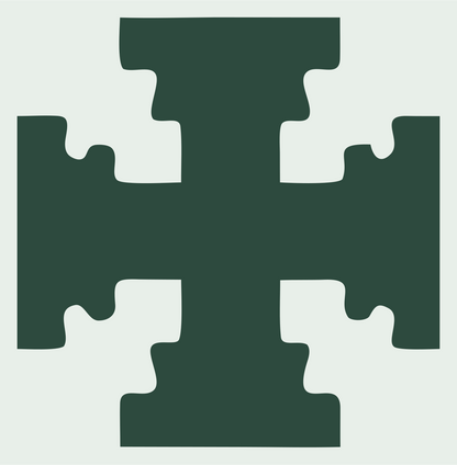 Blocky Puzzle Cross Badge #e8efe9/#2d4a3e