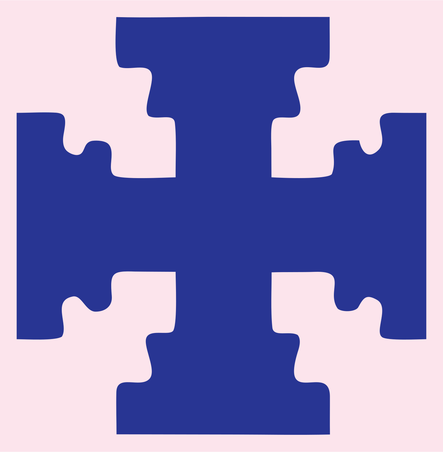 Blocky Puzzle Cross Badge #fce4ec/#283593