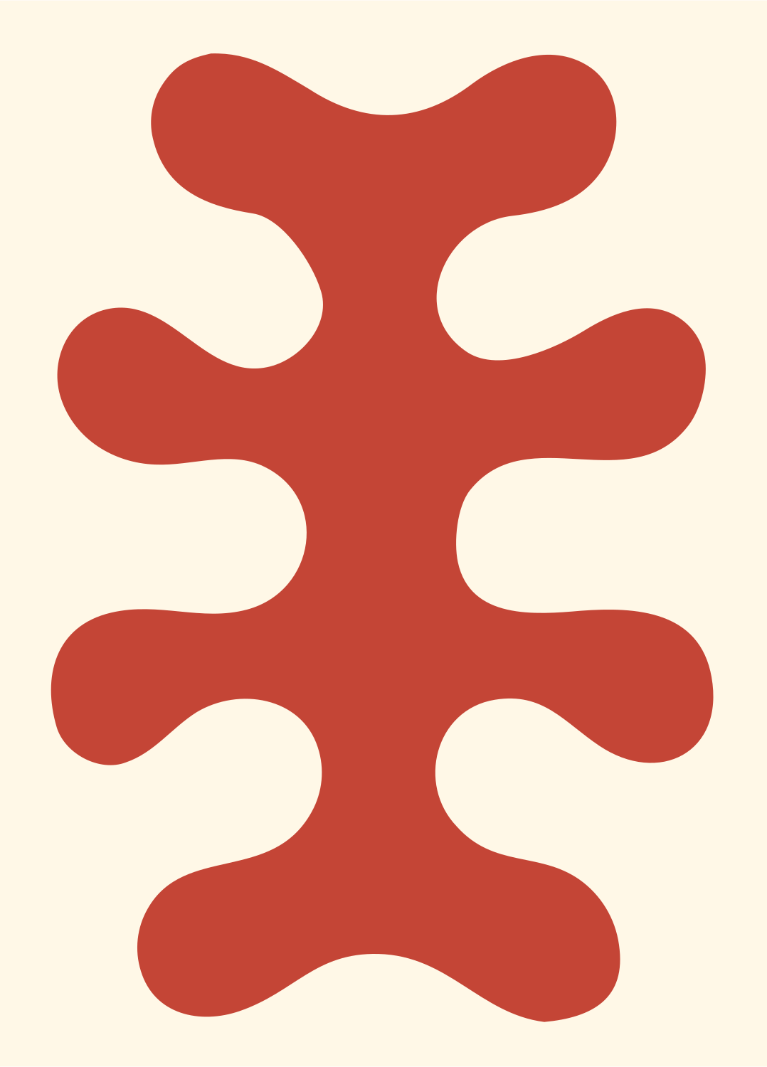 Organic Spine Cross Mark #fff8e7/#c44536