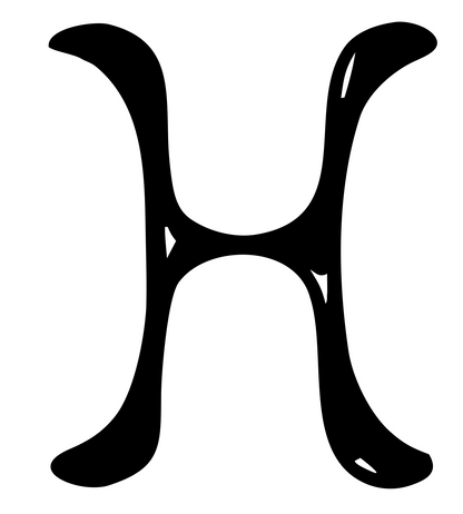 Hand-Drawn Letter H Mark #ffffff/#000000