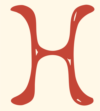 Hand-Drawn Letter H Mark #fff8e7/#c44536