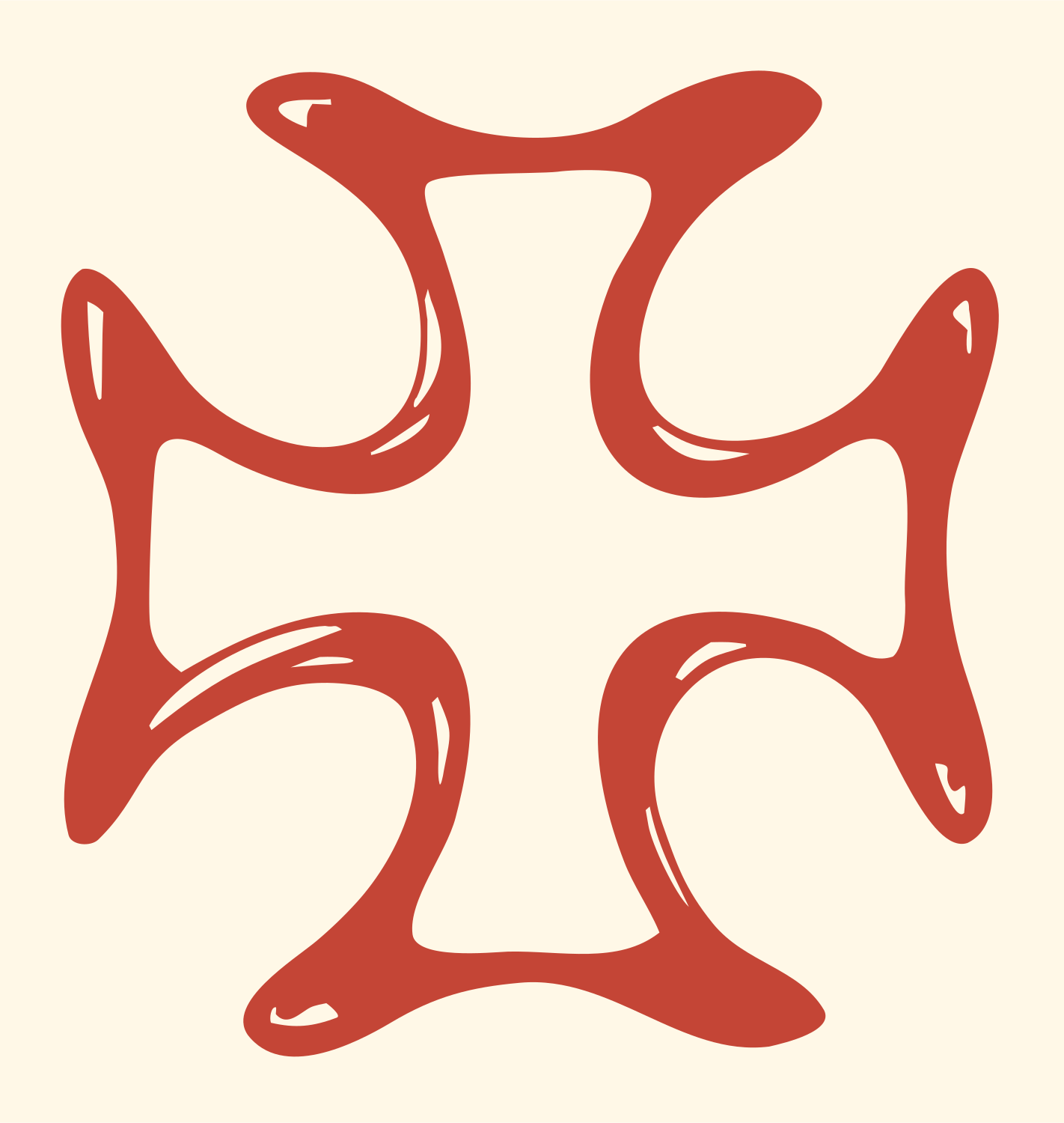 Hand-Drawn Iron Cross Mark #fff8e7/#c44536