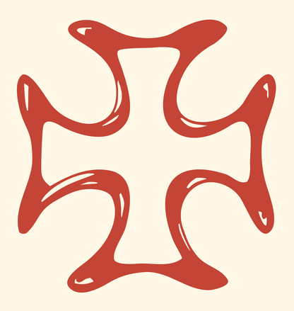 Hand-Drawn Iron Cross Mark #fff8e7/#c44536