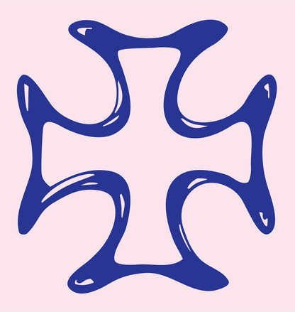 Hand-Drawn Iron Cross Mark #fce4ec/#283593