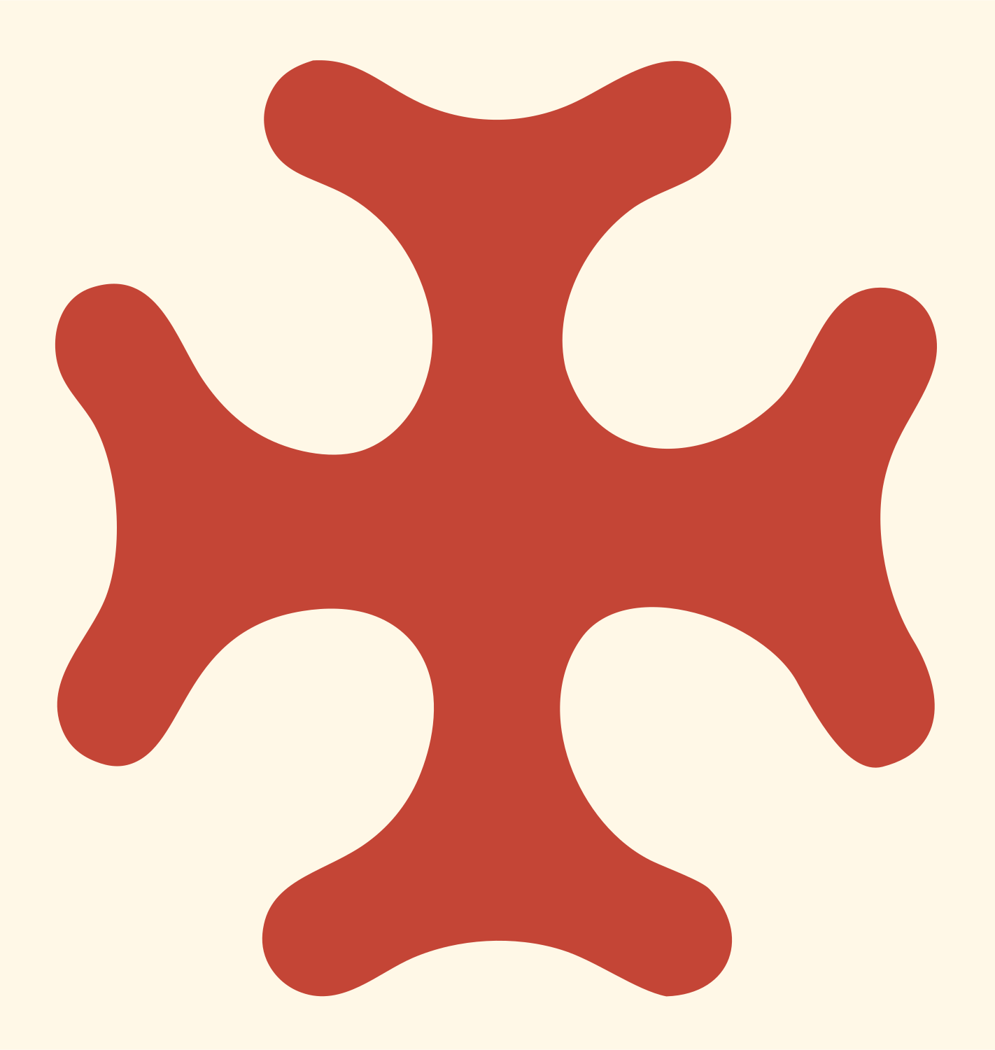 Bold Forked Cross Badge #fff8e7/#c44536