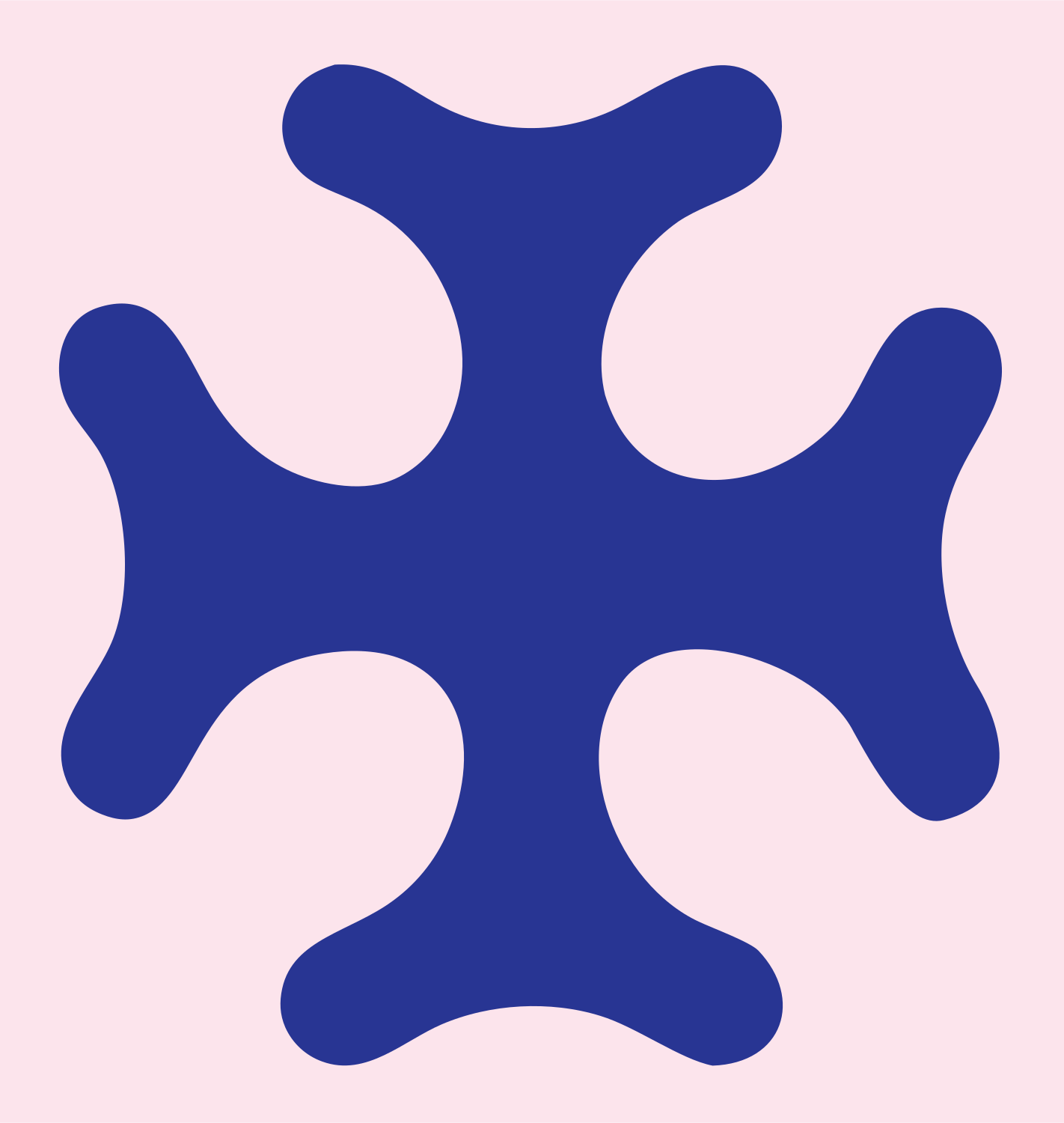 Bold Forked Cross Badge #fce4ec/#283593