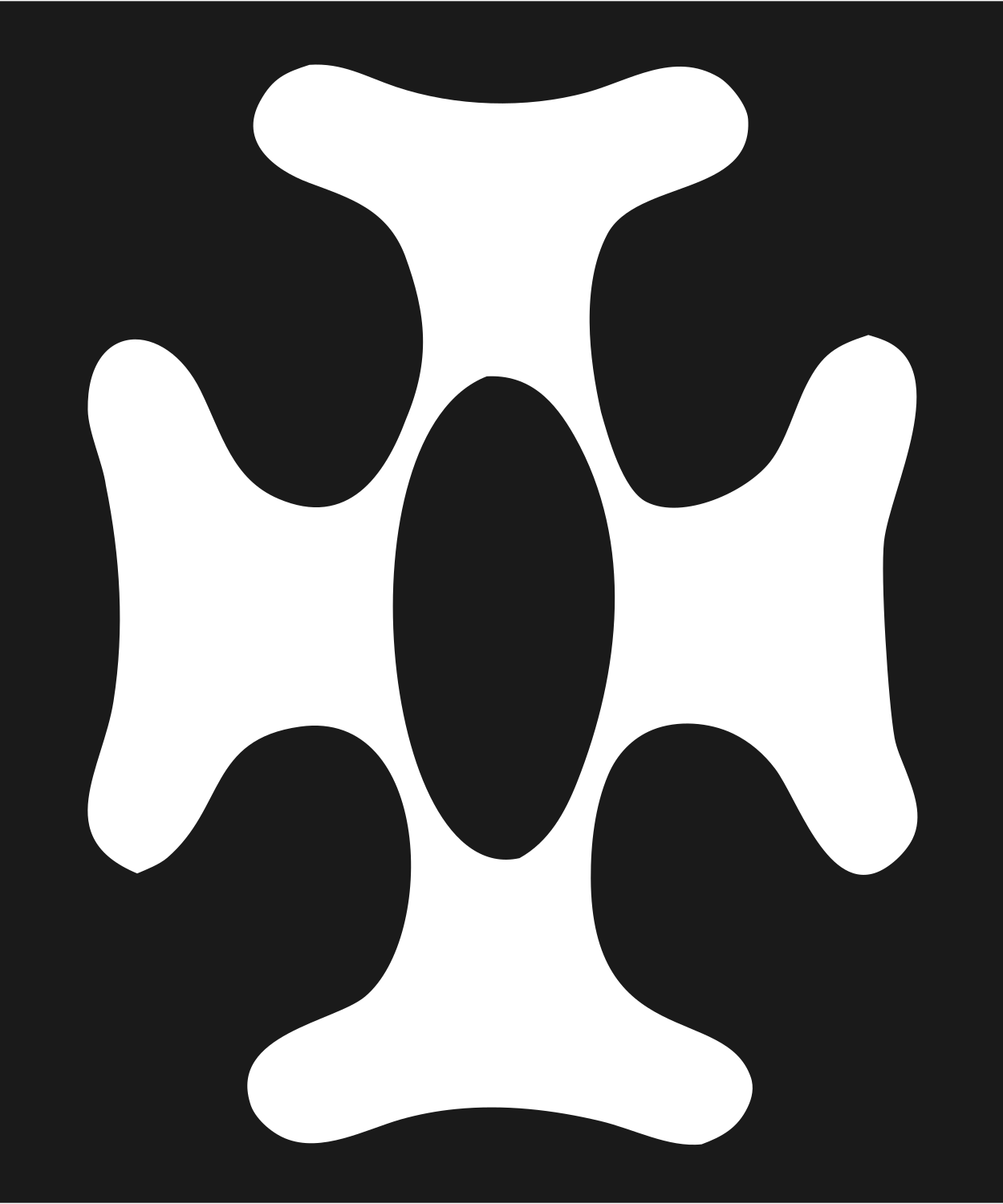 Organic Cross Negative Space Mark #1a1a1a/#ffffff