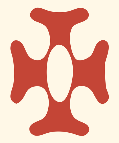 Organic Cross Negative Space Mark #fff8e7/#c44536