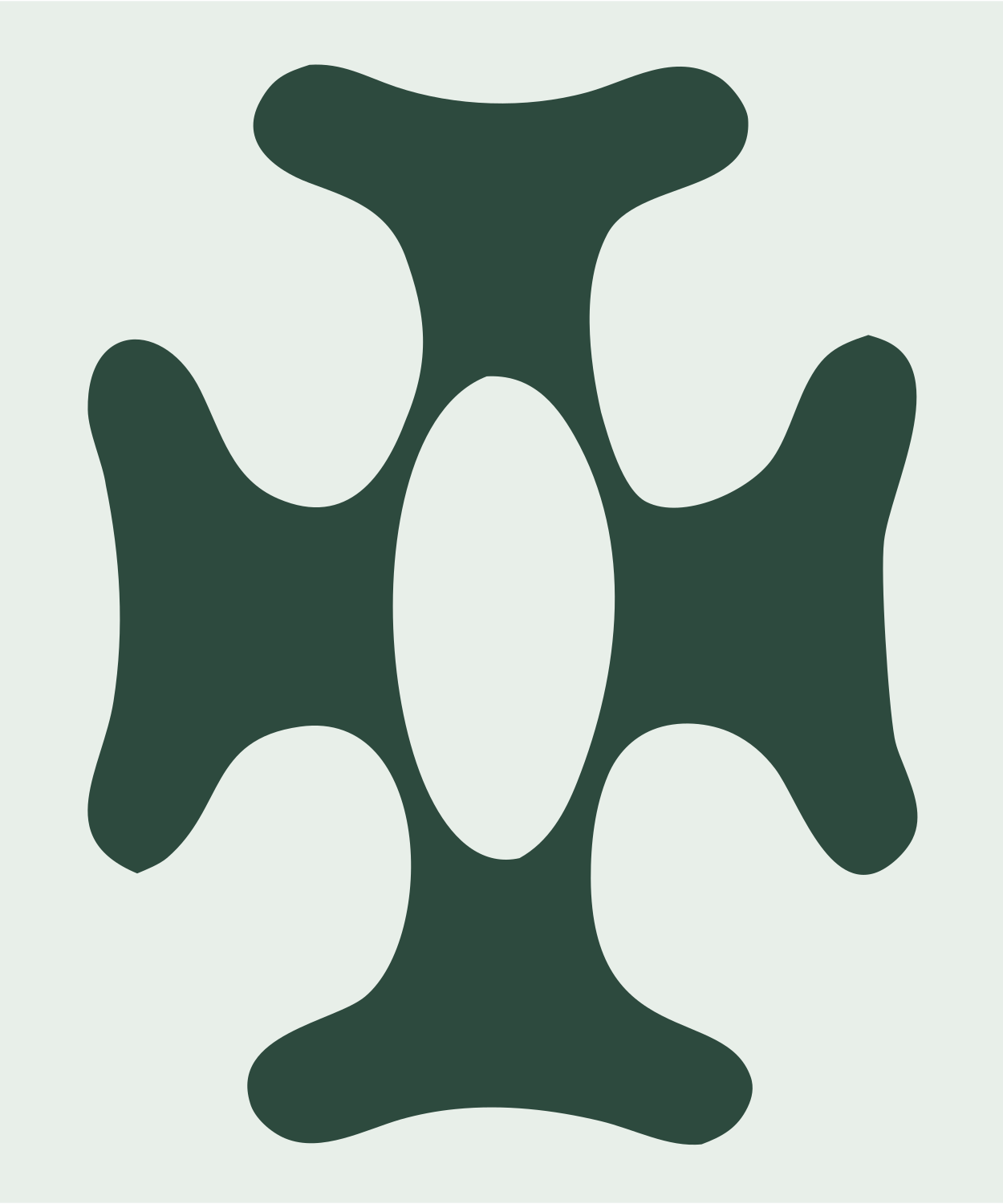 Organic Cross Negative Space Mark #e8efe9/#2d4a3e