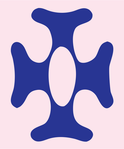 Organic Cross Negative Space Mark #fce4ec/#283593