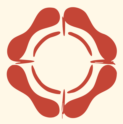 Hand-Drawn Footprint Cross Mark #fff8e7/#c44536