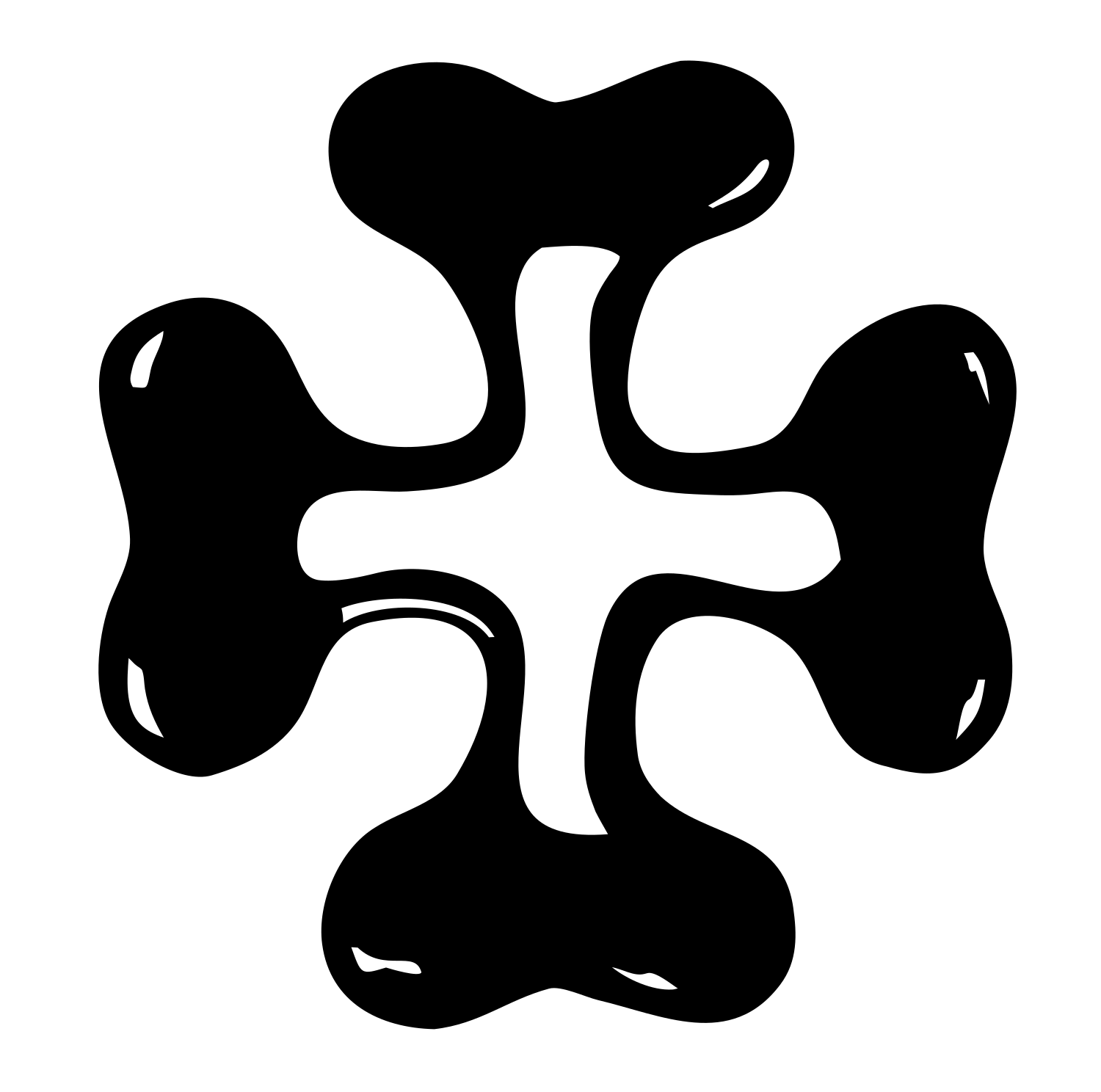 Hand-Drawn Bubbly Cross Mark #ffffff/#000000