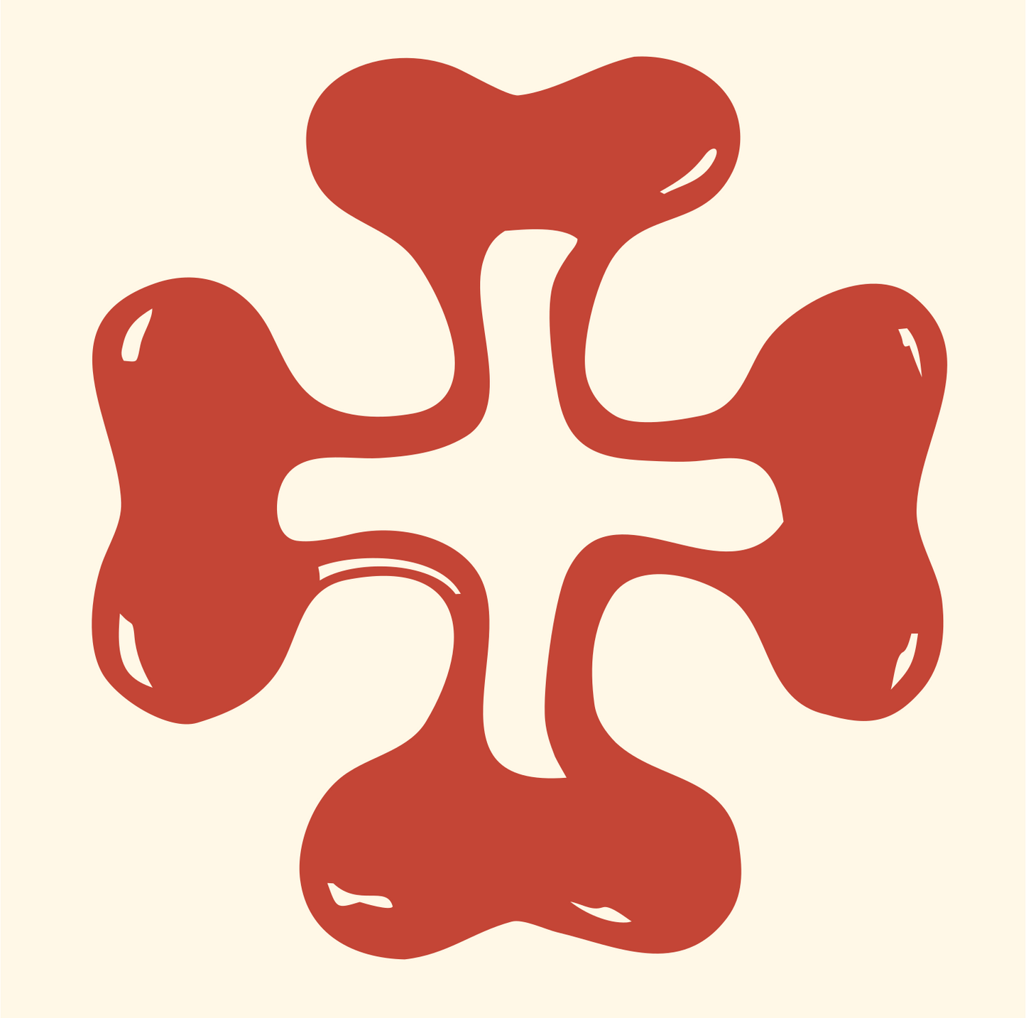 Hand-Drawn Bubbly Cross Mark #fff8e7/#c44536