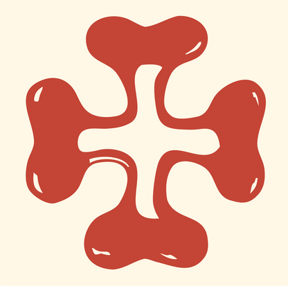 Hand-Drawn Bubbly Cross Mark #fff8e7/#c44536