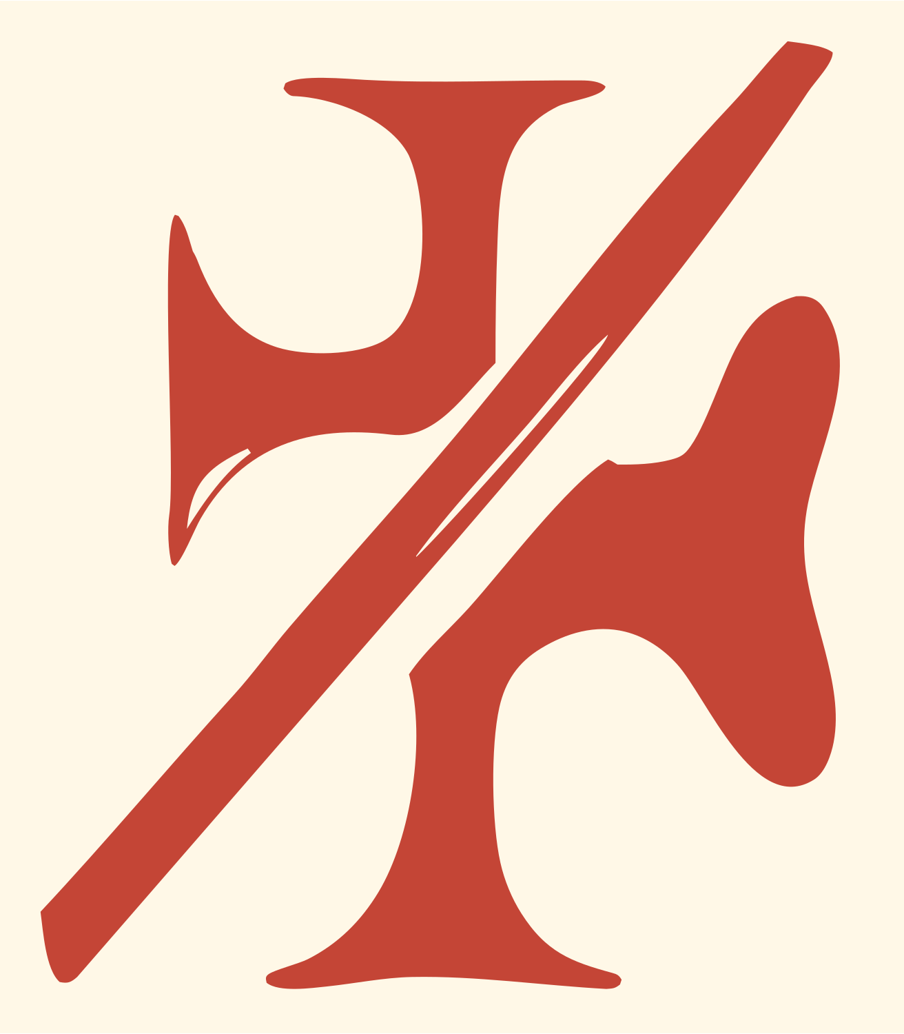Hand-Drawn Slash Cross Mark #fff8e7/#c44536