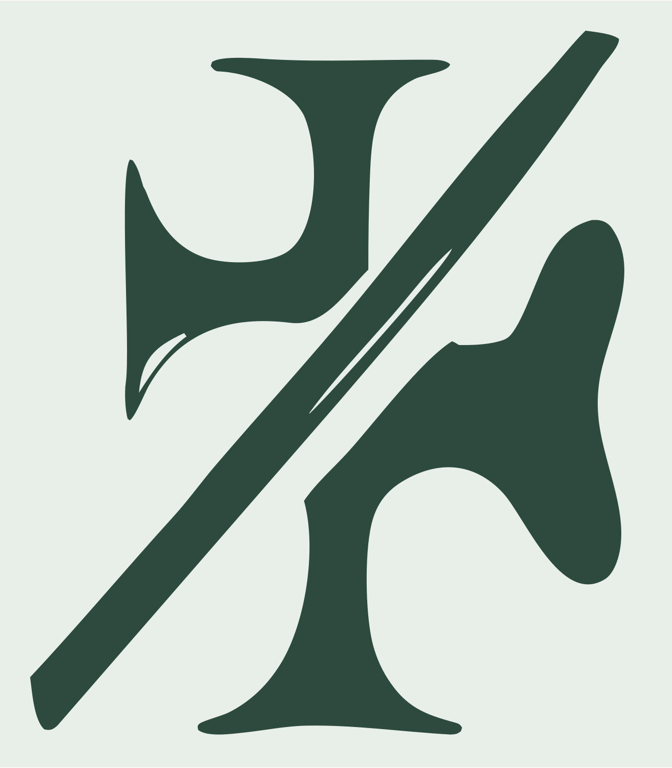Hand-Drawn Slash Cross Mark #e8efe9/#2d4a3e