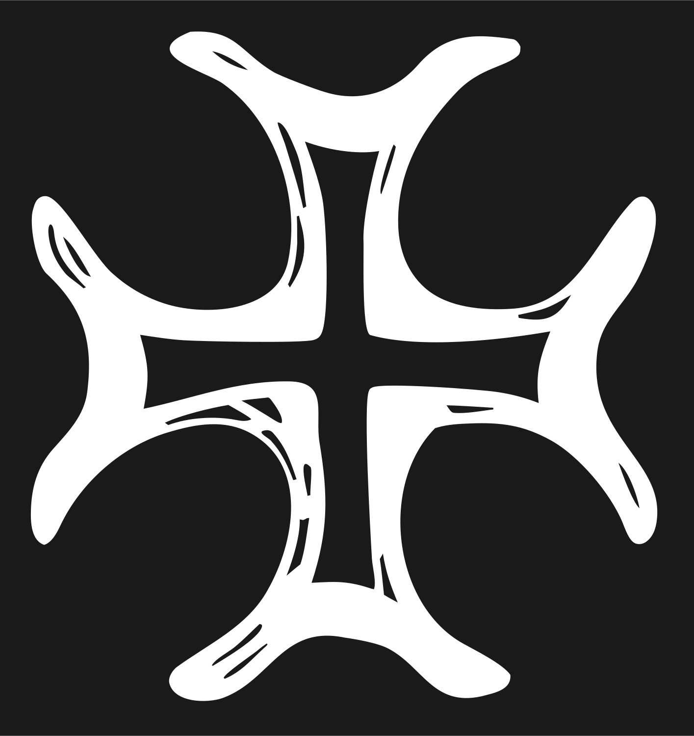 Hand-Drawn Forked Cross Mark #1a1a1a/#ffffff