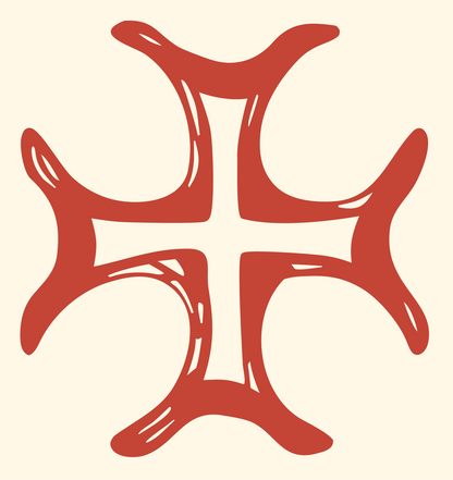 Hand-Drawn Forked Cross Mark #fff8e7/#c44536
