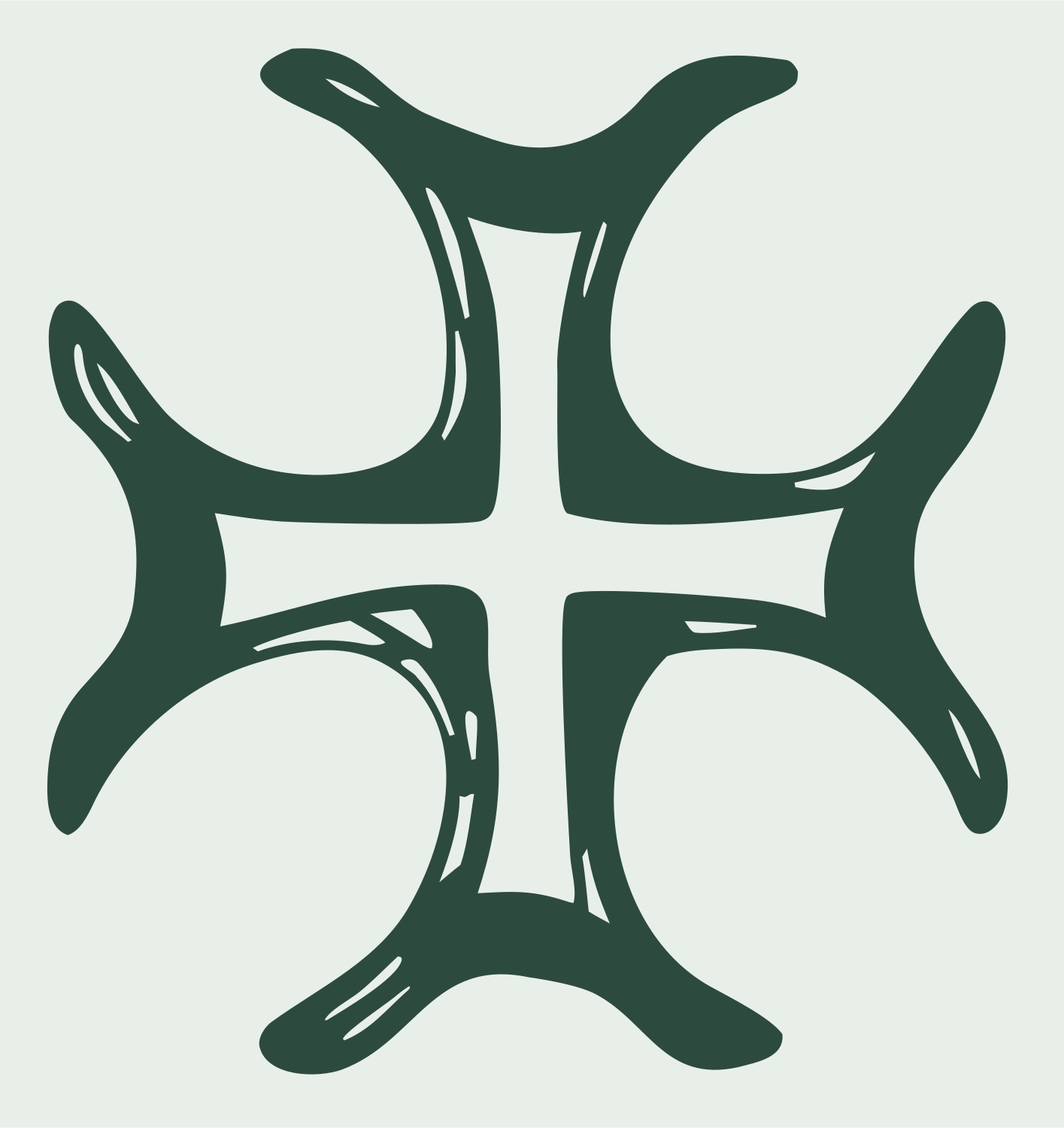 Hand-Drawn Forked Cross Mark #e8efe9/#2d4a3e