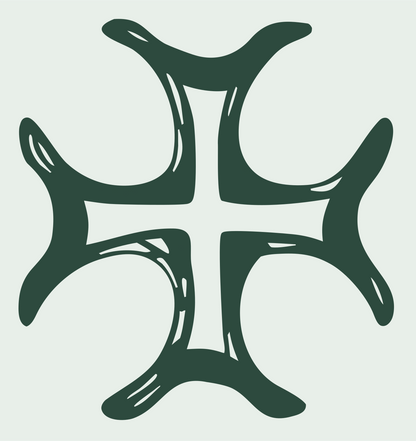 Hand-Drawn Forked Cross Mark #e8efe9/#2d4a3e