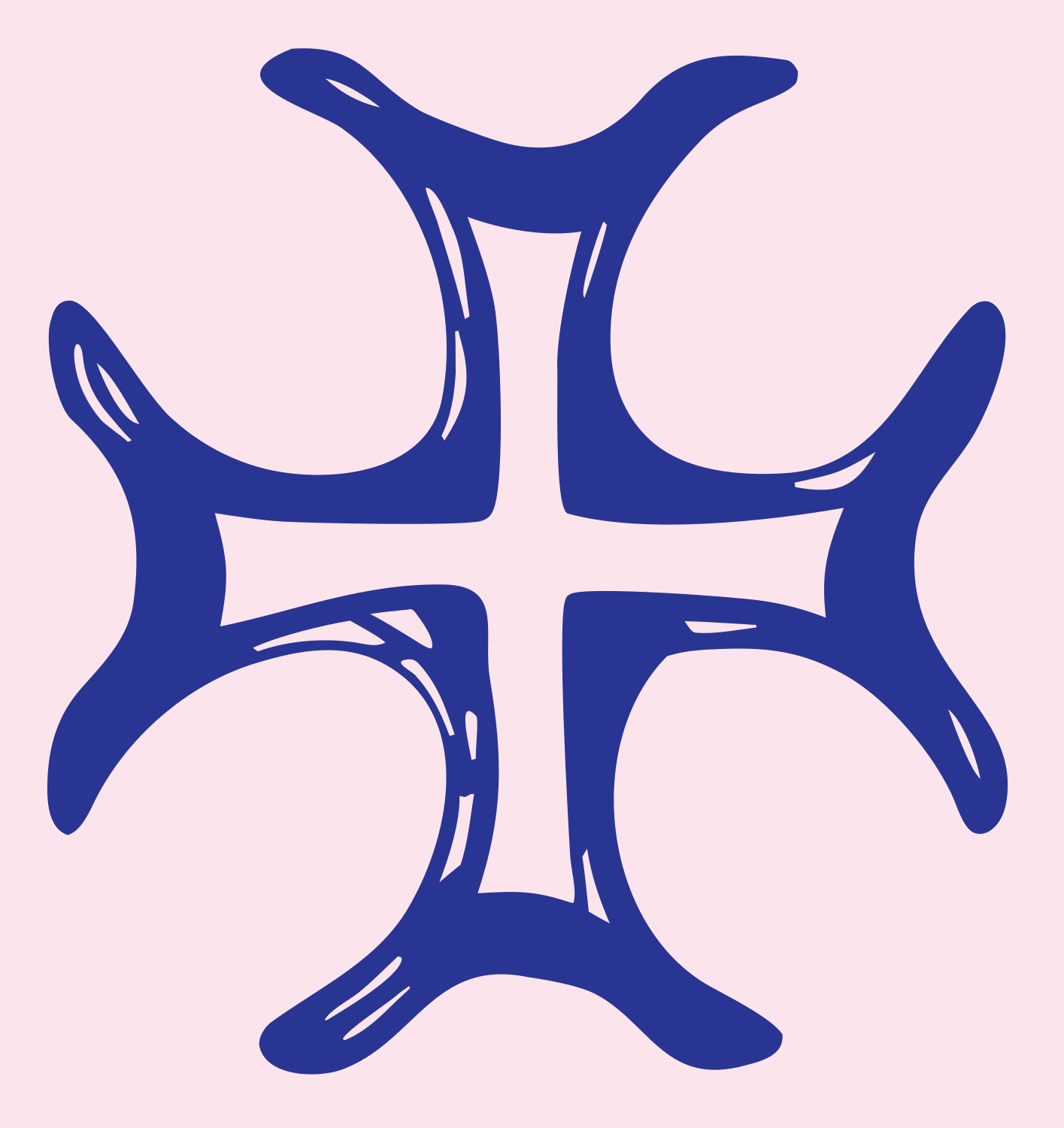 Hand-Drawn Forked Cross Mark #fce4ec/#283593