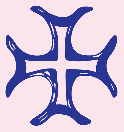 Hand-Drawn Forked Cross Mark #fce4ec/#283593