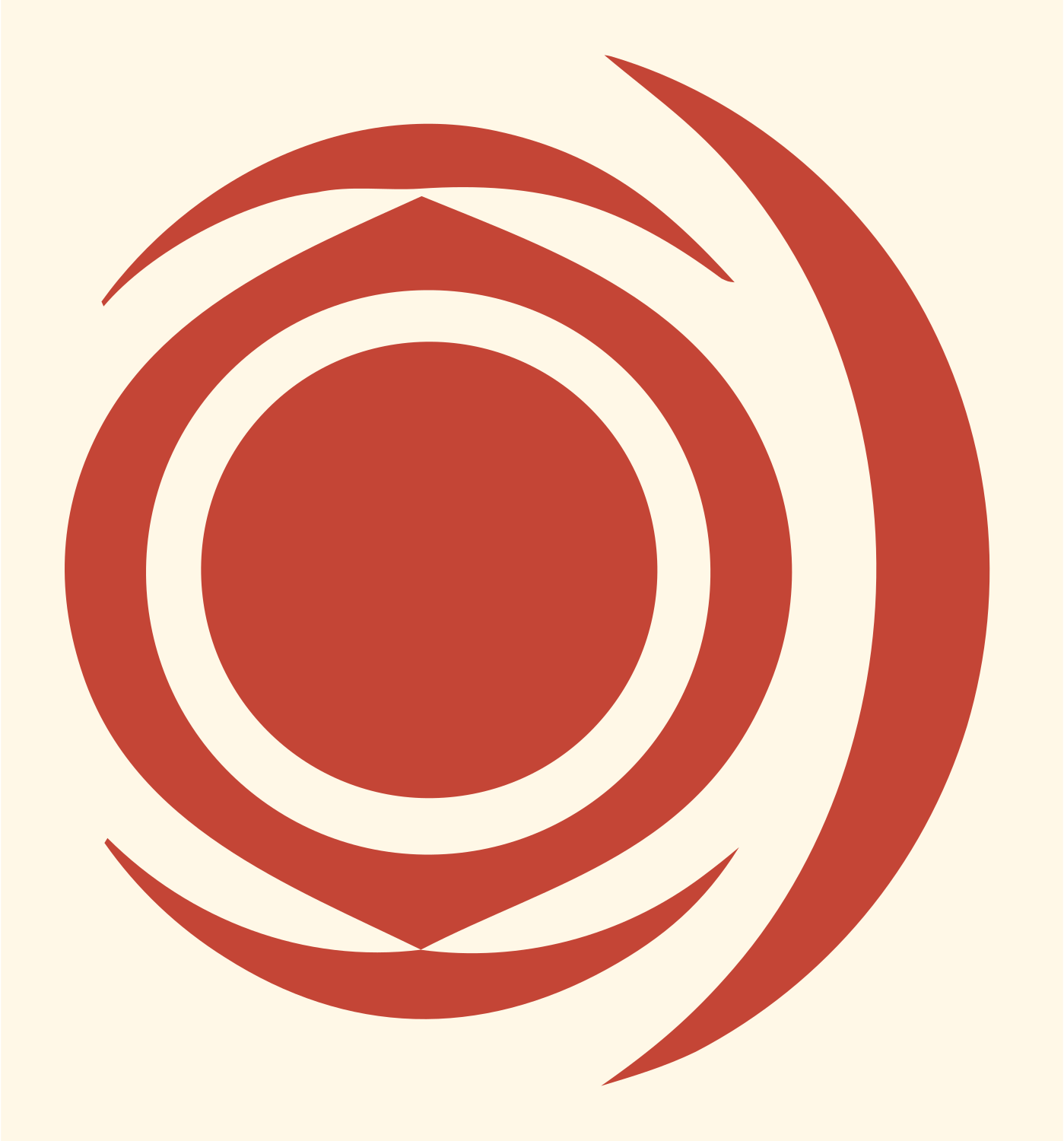 Bold Orbital Circle Emblem #fff8e7/#c44536