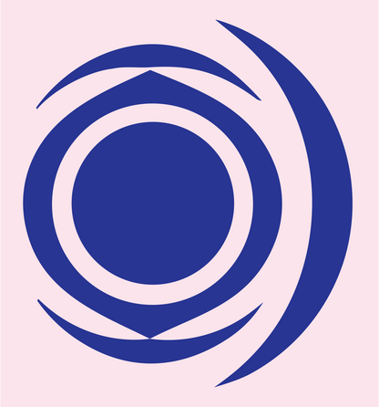 Bold Orbital Circle Emblem #fce4ec/#283593