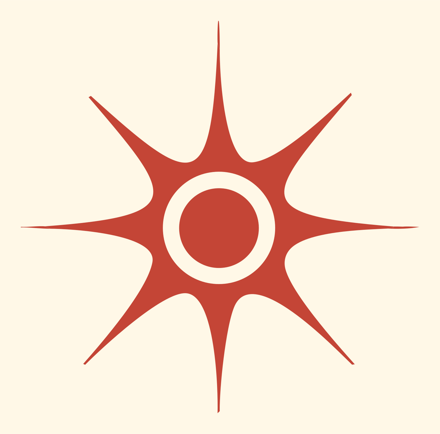 Spiked Sun Burst Mark #fff8e7/#c44536