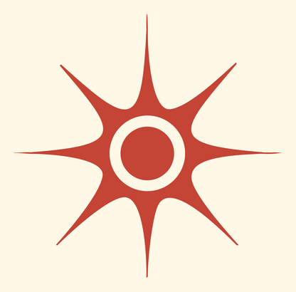 Spiked Sun Burst Mark #fff8e7/#c44536